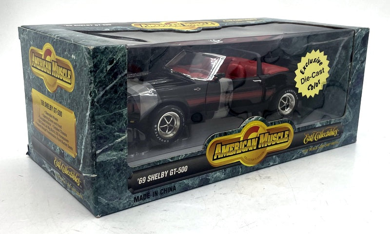 ERTL 1/18 Scale Diecast 7778 - 1969 Shelby GT-500 Convertible - Black/Red