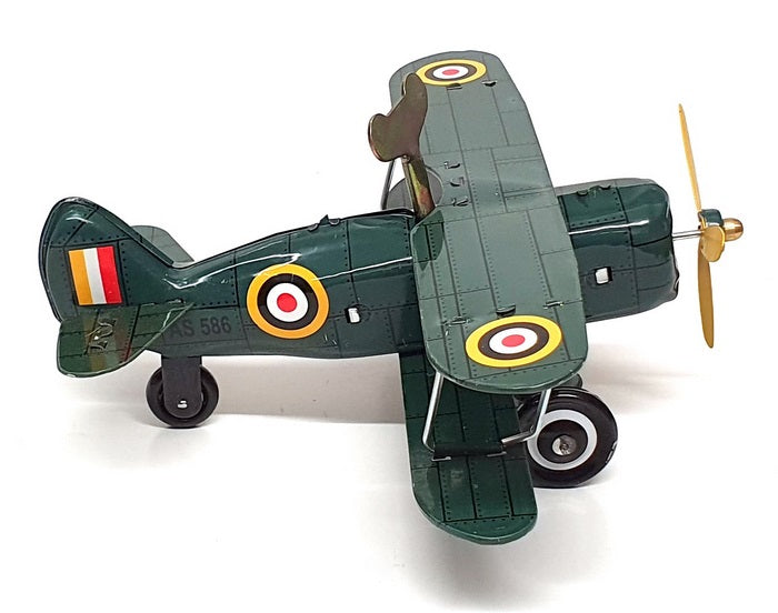 China Brand MS 454 - Curtiss Bi Plane Wind Up Tinplate Aircraft - Green