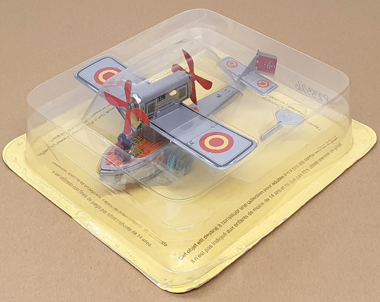 Altaya Appx 16cm Long Tinplate SP23326 - Windup Seaplane Aircraft - Silver/Red