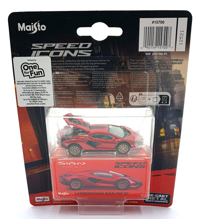 Maisto 1/64 Scale 15700 - Speed Icons Lamborghini Sian FKP 37 - Met. Red