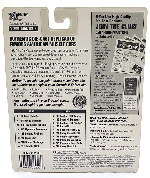 Johnny Lightning 1/64 Scale 202-00 Muscle Cars USA 1970 Dodge Challenger Purple