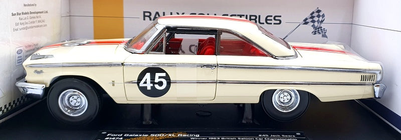 Sun Star 1/18 Scale 1474 - 1963 Ford Galaxie 500/XL Racing #45 1st British Champ