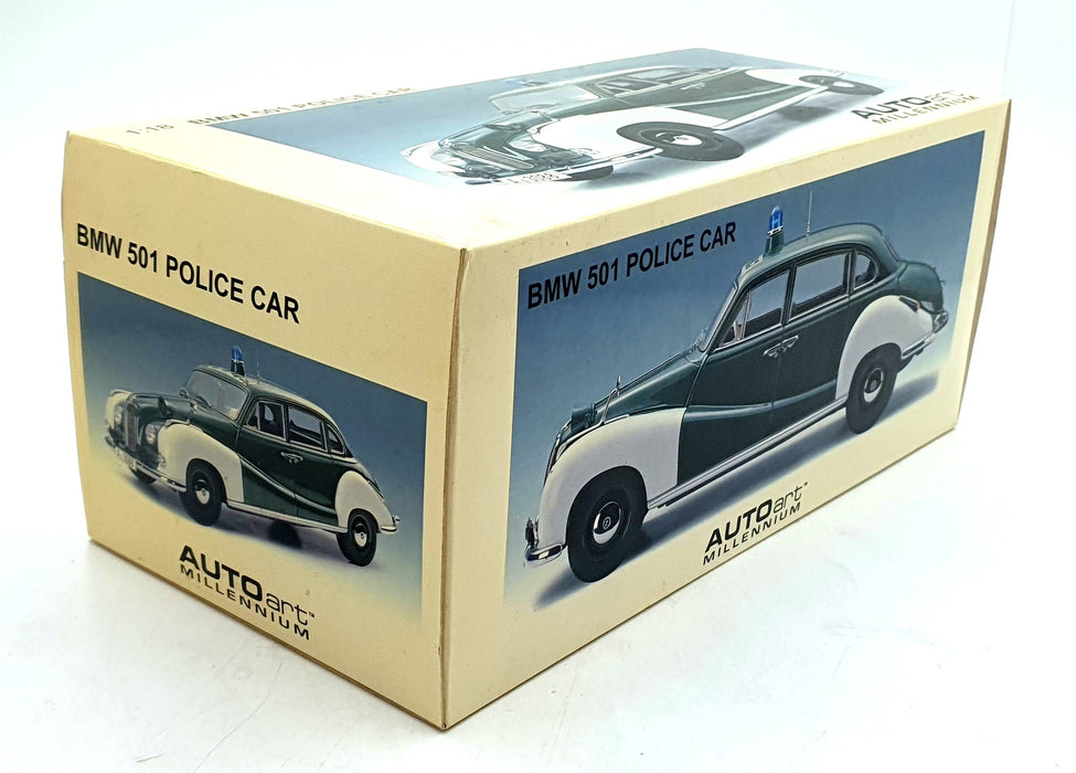 Autoart 1/18 Scale Diecast 70606 - BMW 501 Police Car - Green/White
