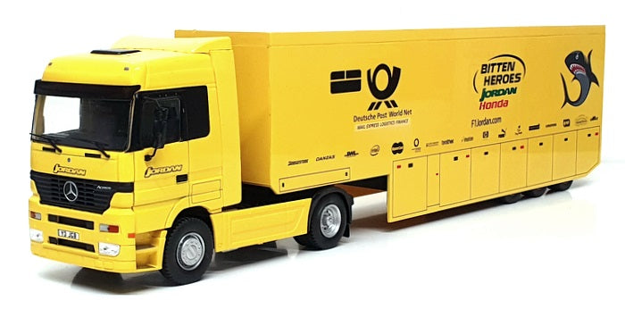 Altaya 1/43 Scale RT03 - Mercedes Benz F1 Transporter Truck Jordan - Yellow