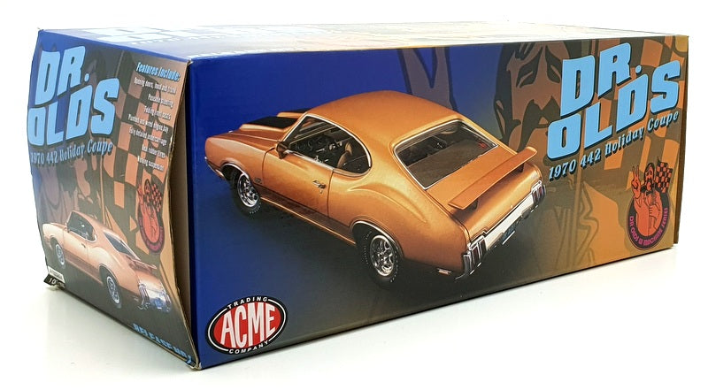 Acme 1/18 Scale Diecast A1805604 1970 Oldsmobile 442 Holiday Coupe - Gold
