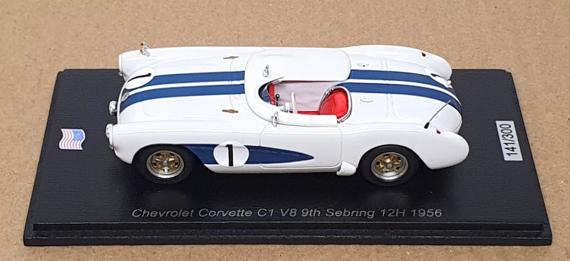Spark 1/43 Scale US180 - Chevrolet Corvette C1 V8 #1 9th Sebring 12H 1956
