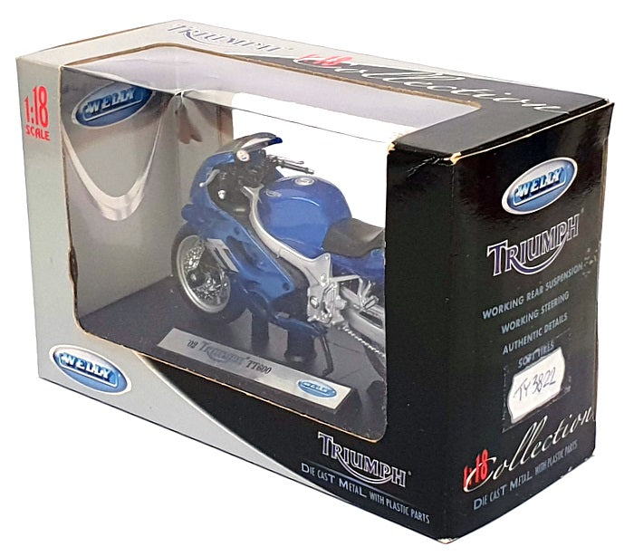 Welly 1/18 Scale TY3822 - 2002 Triumph TT600 Motorbike - Met. Blue