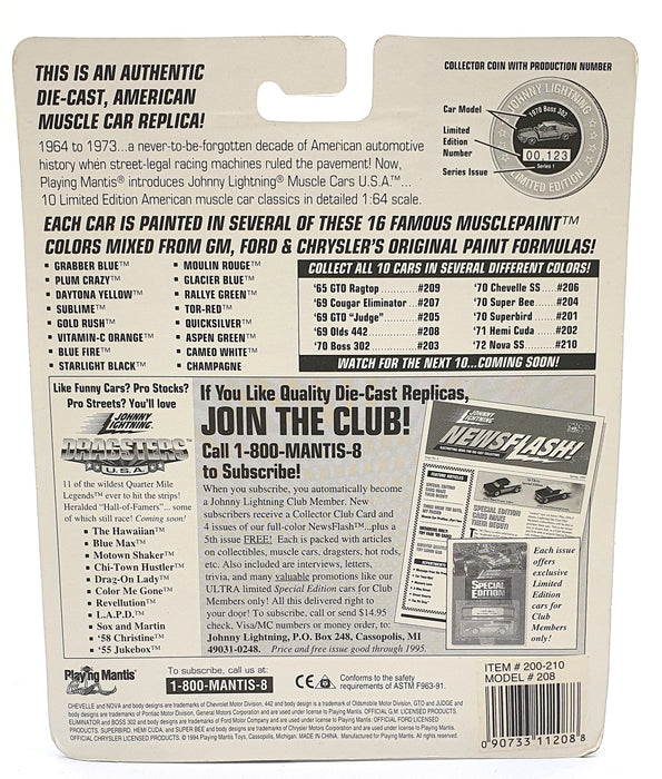 Johnny Lightning 1/64 Scale 200-210 Muscle Cars 1969 Olds 442 - Blue