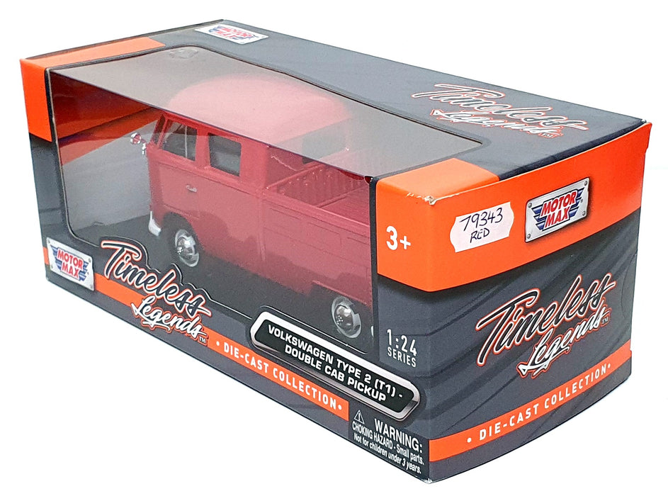 Motor Max 1/24 Scale 79343 - Volkswagon Type 2 (T1) Pickup Truck - Red