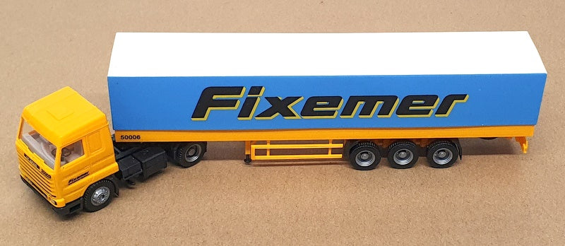 Herpa 1/87 Scale 142953 - Scania Truck & Trailer (Fixemer) Yellow/Blue/White