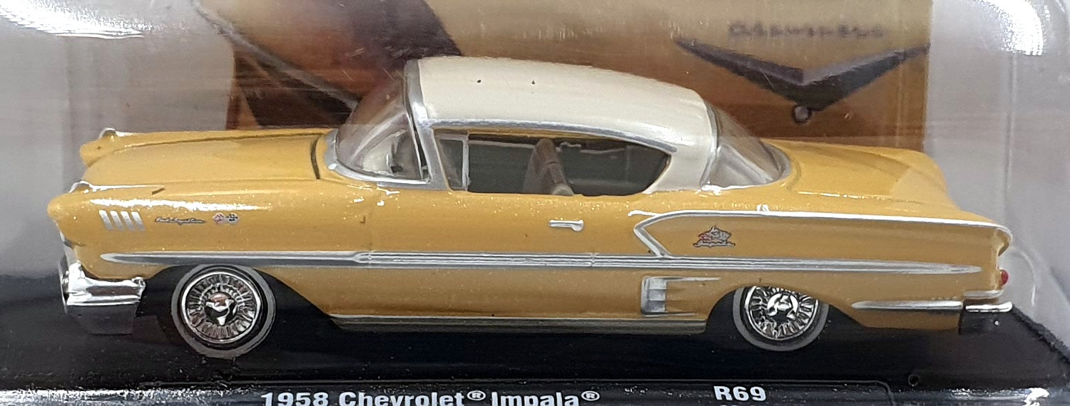 Castline M2 Machines 1/64 Scale R69 - 1958 Chevrolet Impala - Yellow/White