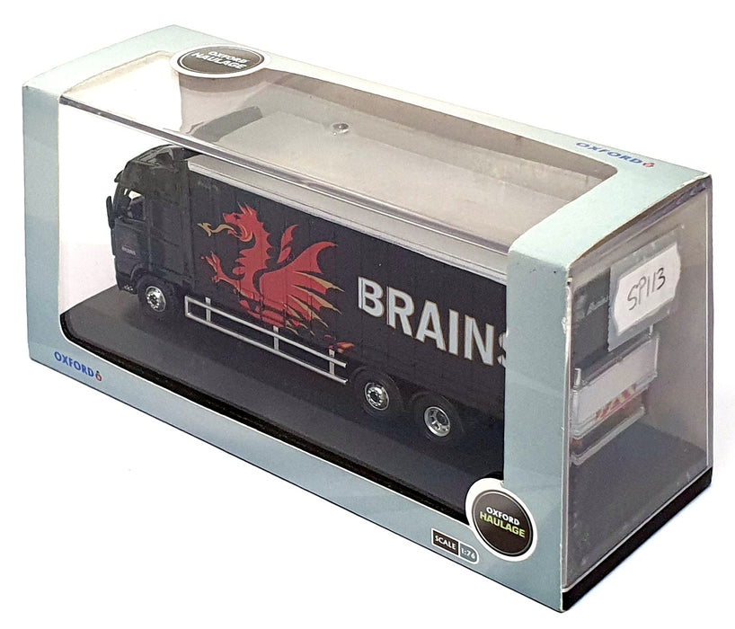 Oxford Diecast 1/76 Scale SP113 - Volvo FH Curtainside Truck Brains - Black 