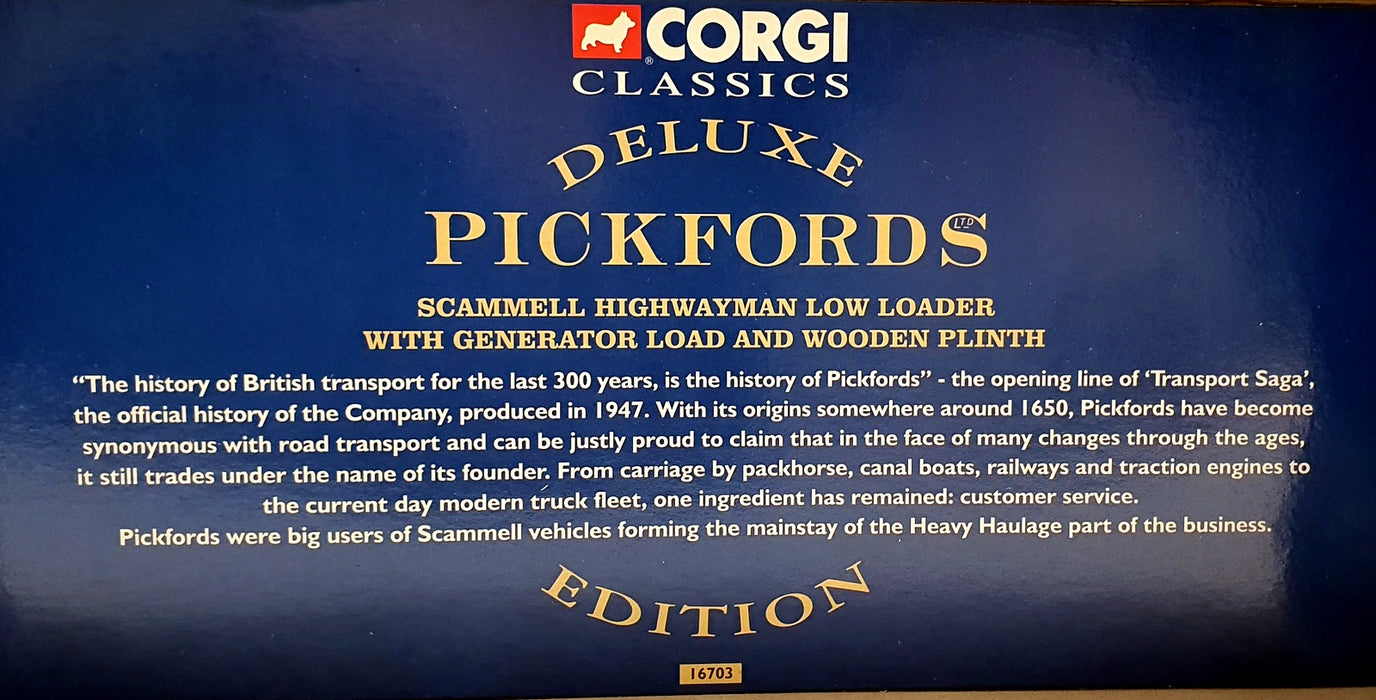 Corgi 1/50 Scale 16703 - Scammell Highwayman Low Loader + Generator - Pickfords