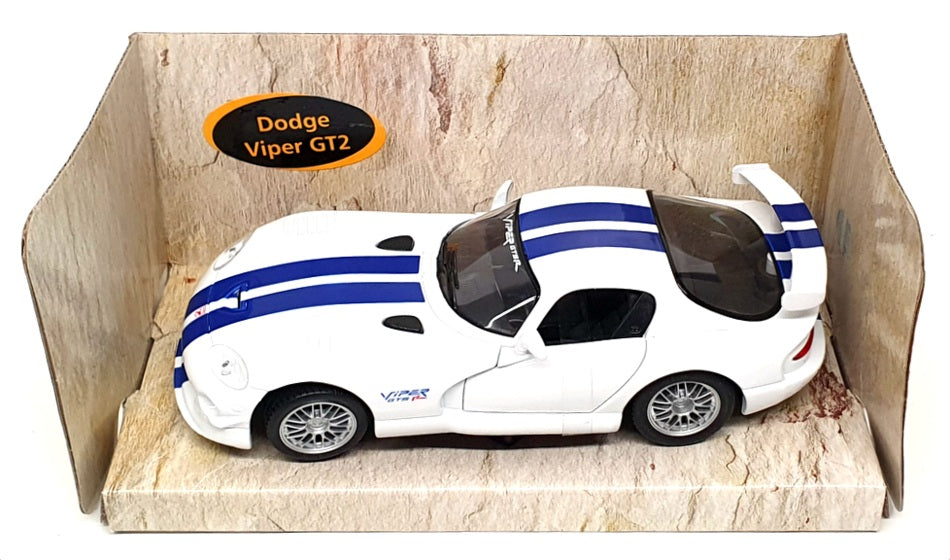 Maisto 1/24 Scale Diecast 31945 - Dodge Viper GT2 - White/Blue Stripes
