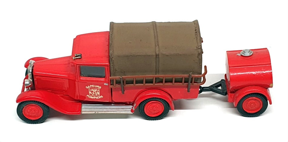 Solido 1/43 Scale FV999H - 1930 Citroen C4F Fire Truck & Trailer - Red