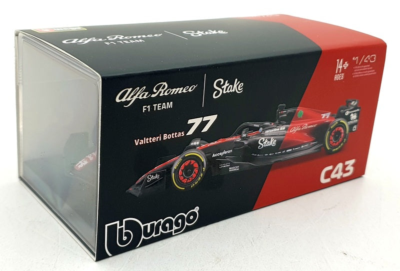 Burago 1/43 Scale 18-38086 - F1 Alfa Romeo C43 2023 #77 V.Bottas