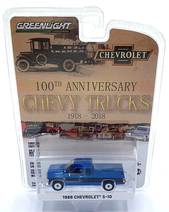 Greenlight 1/64 Scale 28080-B - 1988 Chevrolet S10 - Blue/Black