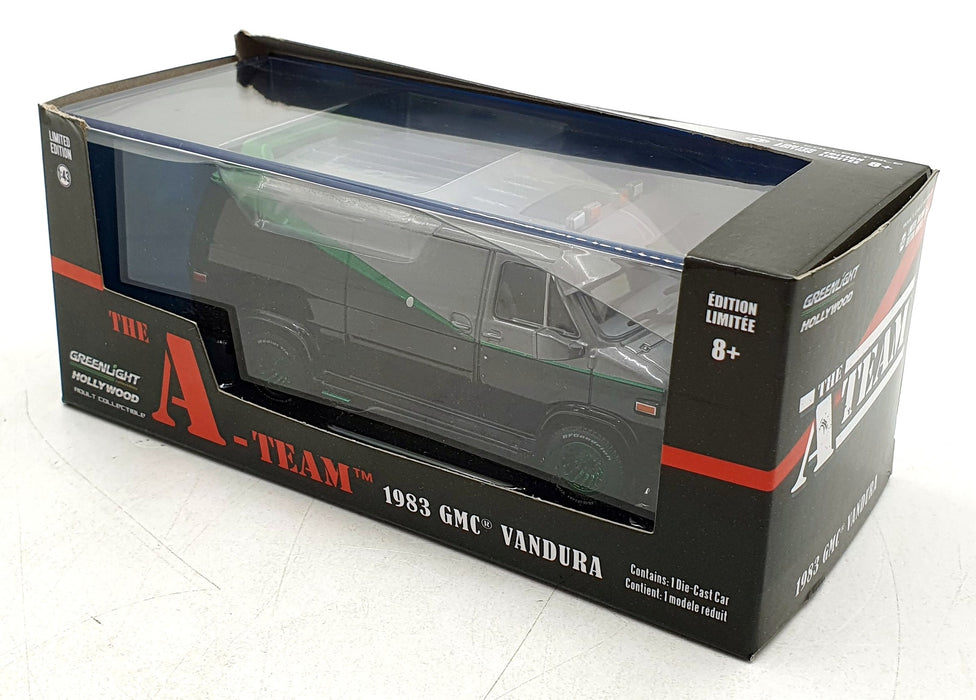 Greenlight 1/43 Scale Diecast 86515 - The A-Team 1983 GMC Van Silver/Black/Green
