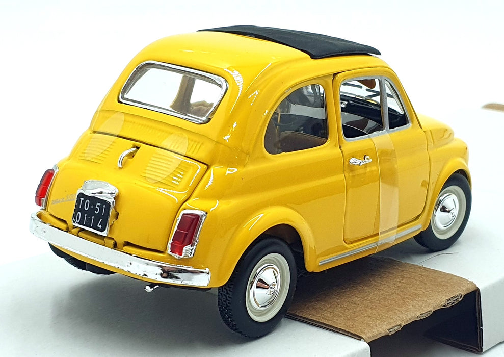Burago 1/24 Scale Diecast 18-22098 - 1965 Fiat 500F - Yellow
