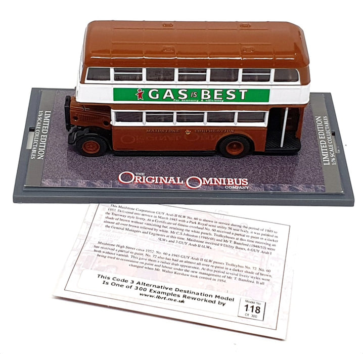 Corgi 1/76 Scale OM43914A - Guy Arab Bus Alternative Dest. Tovil Maidstone Corp.