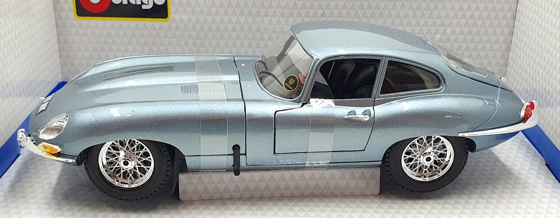 Burago 1/18 Scale Diecast 18-12044 - Jaguar E Type Coupe 1961 - Silver/Blue