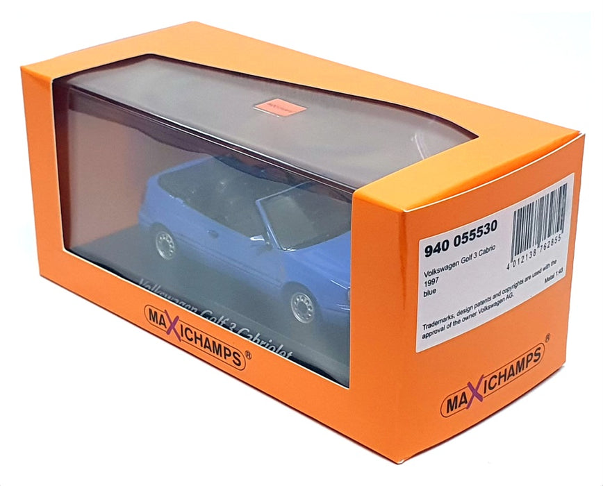 Maxichamps 1/43 Scale 940 055530 - 1997 Volkswagen Golf 3 Cabriolet - Blue