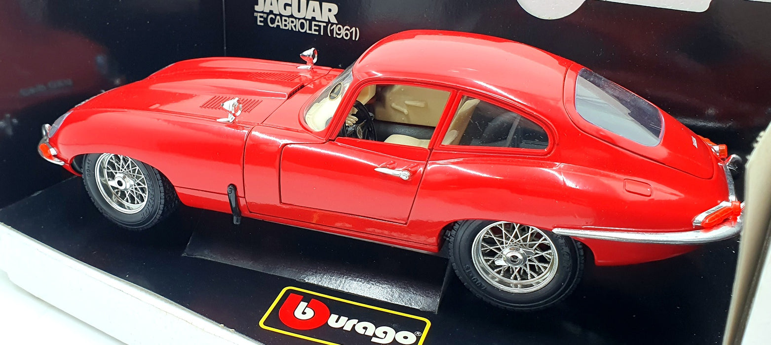 Burago 1/18 Scale Diecast 3018 - 1961 Jaguar E Coupe - Red