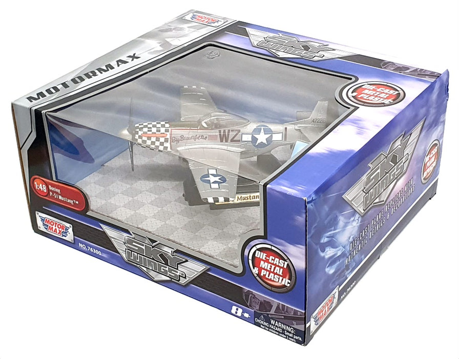 Motor Max 1/48 Scale 76300 - Boeing P-51 Mustang Aircraft - Silver
