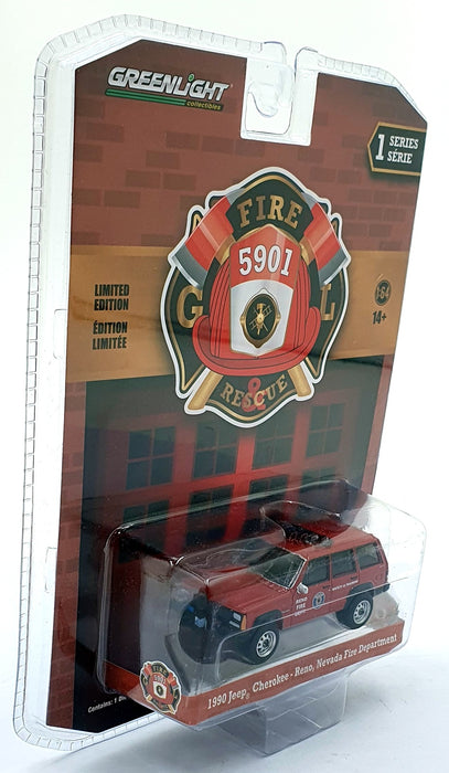 Greenlight 1/64 Scale 67010-D - 1990 Jeep Cherokee - Reno Nevada Fire Department