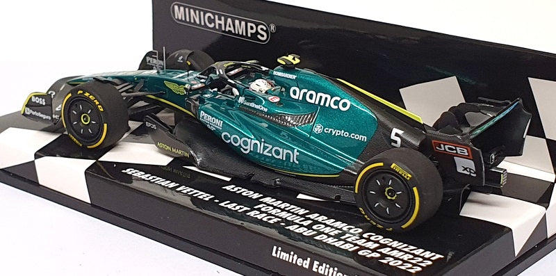 Minichamps 1/43 Scale 417 222205 F1 Aston Martin Last Race Abu Dhabi 2022 Vettel