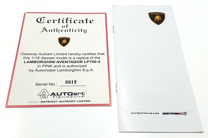 Autoart 1/18 Scale Diecast 74660 - Lamborghini Aventador LP700/4 - Pink