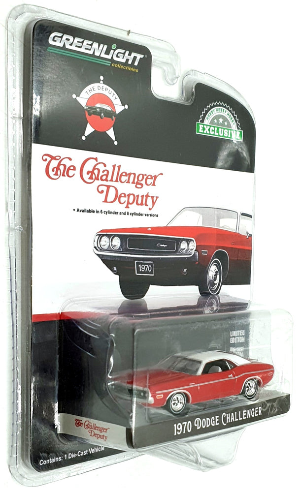 Greenlight 1/64 Scale 30313 - 1970 Dodge Challenger - Red/White