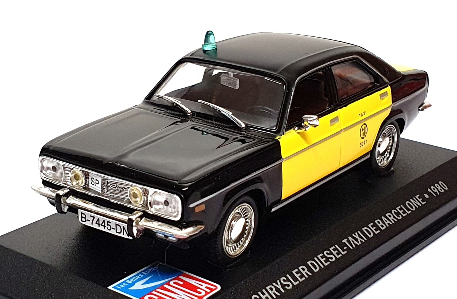 Altaya 1/43 Scale B-7445 - 1980 Chrysler Diesel Barcelone Taxi - Black/Yellow