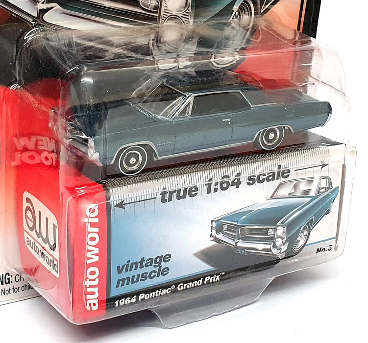 Auto World 1/64 Scale AW64032 No. 3 - 1964 Pontiac Grand Prix - Met. Blue