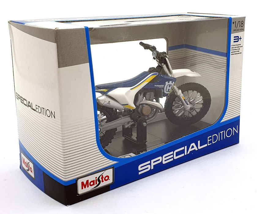 Maisto 1/18 Scale 39300 - Husqvarna Motorbike - White/Blue