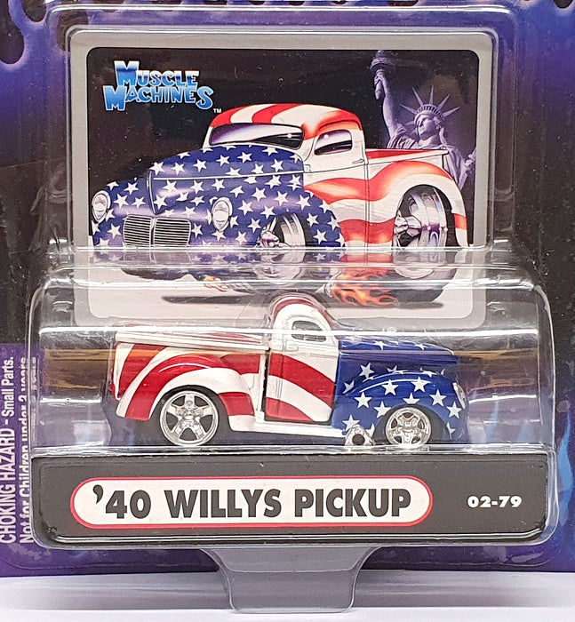 Muscle Machines 1/64 Scale 71161 02-79 1940 Willys Pick-Up Truck Stars & Stripes