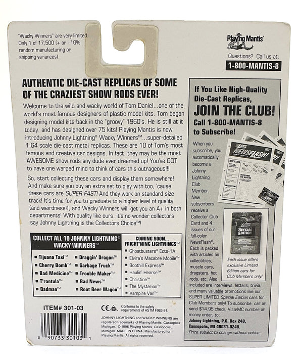 Johnny Lightning 1/64 Scale 301-03 - Wacky Winners Trouble Maker - Gold