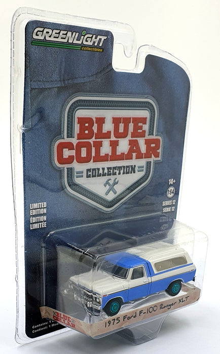 Greenlight 1/64 Scale 35260-F - 1975 Ford F-100 Ranger XLT Van - Blue/White