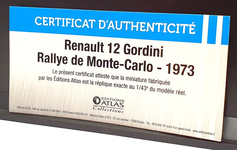 Atlas Editions 1/43 Scale 2 235 018 - Renault 12 Gordini #7 Monte Carlo 1973