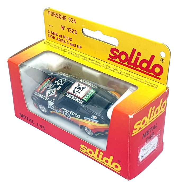 Solido 1/43 Scale Diecast 1323 - Porsche 934 Race Car #65 - Black