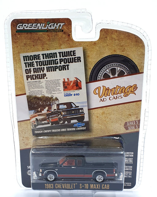 Greenlight 1/64 Scale 39080-E - 1983 Chevrolet S-10 Maxi Cab Truck - Black