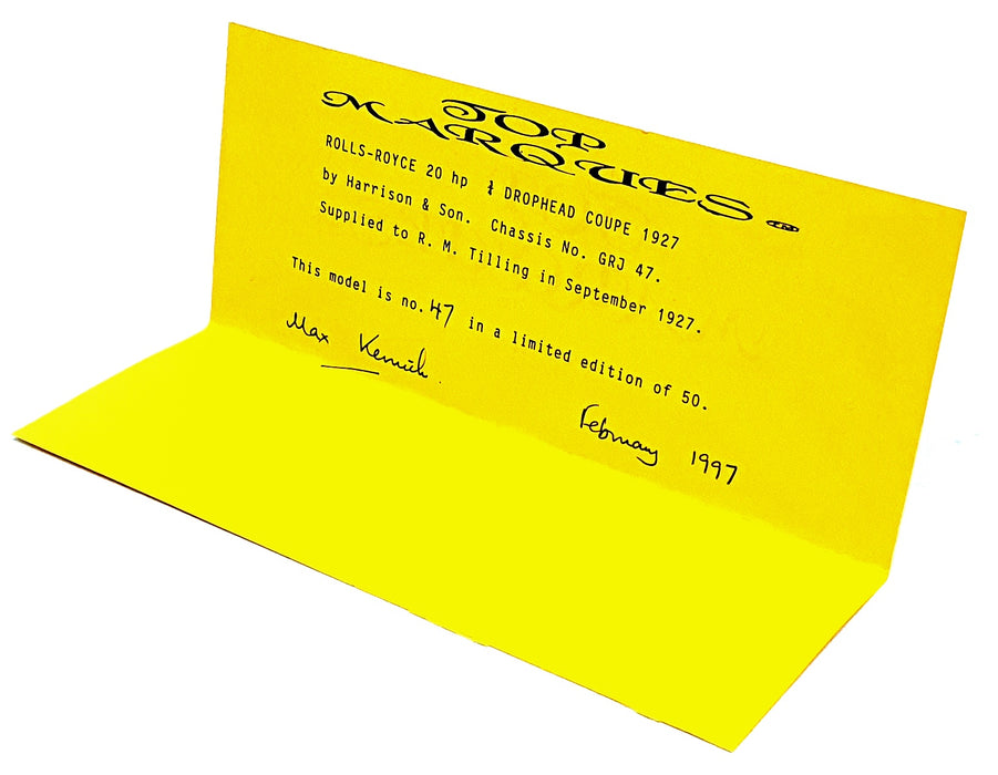 Top Marques 1/43 Scale GS13 - 1927 Rolls Royce 20hp ¾ DHC By Harrison 2T Green