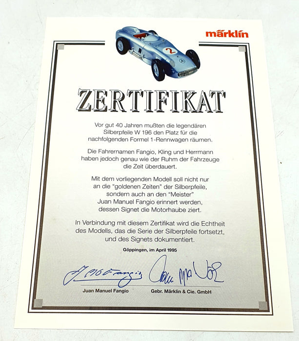 Marklin Tinplate Clockwork 81104 - Mercedes Benz W 196 #2 - Silver