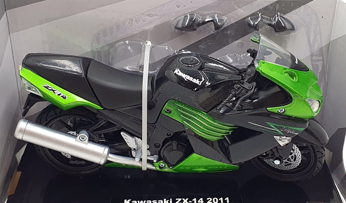 NewRay 1/12 Scale 57433B - 2011 Kawasaki ZX-14 Motorbike - Black/Green