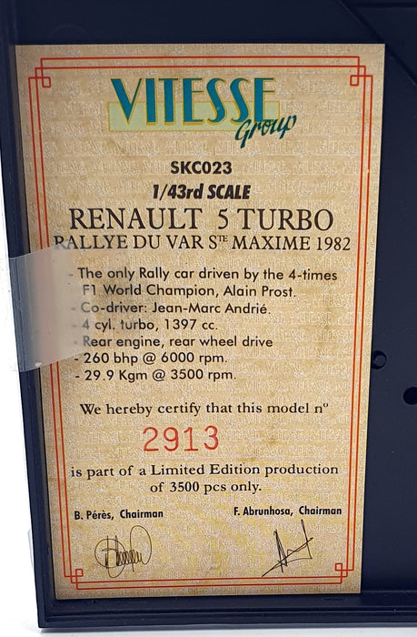 Skid 1/43 Scale SKC023 - Renault 5 Turbo #5 Du Var Rally 1982