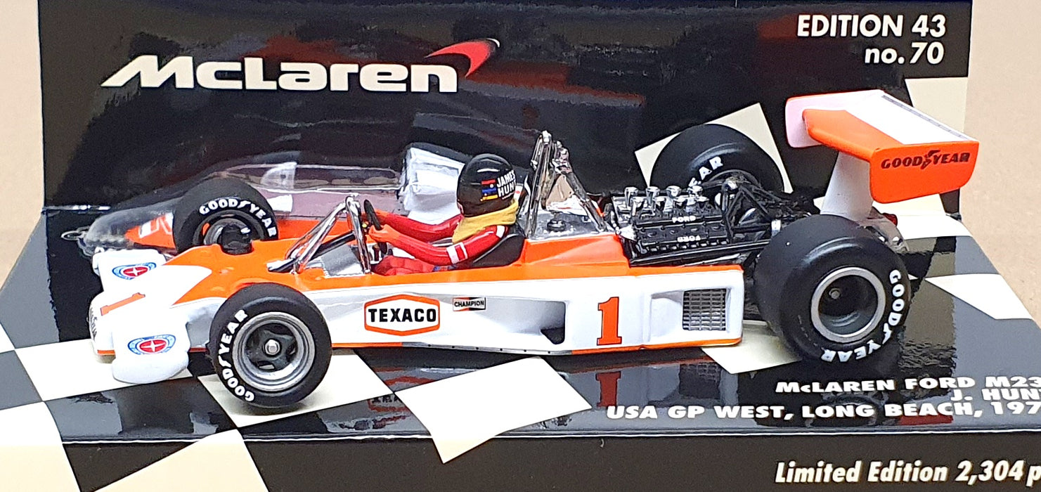 Minichamps 1/43 Scale 530 774391 - F1 McLaren Ford M23 USA GP 1977 James Hunt