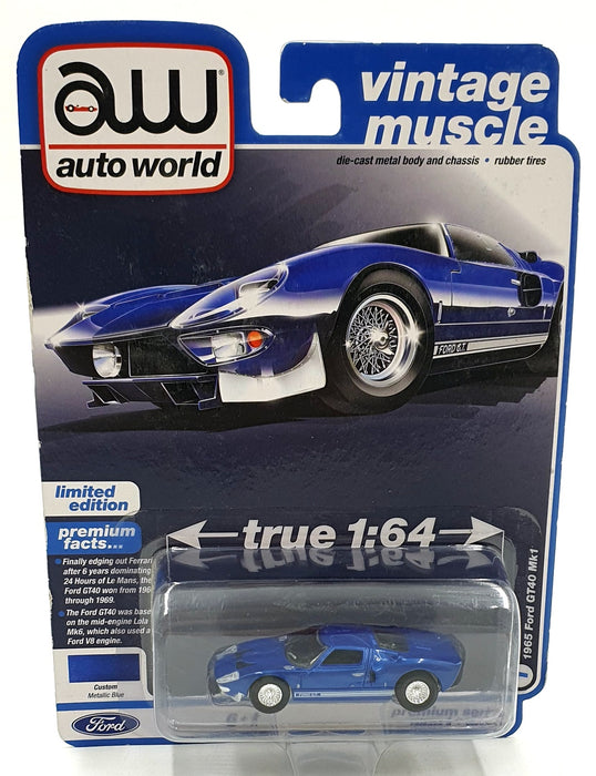 Auto World 1/64 Scale AW64372 - 1965 Ford GT40 Mk1 - Blue