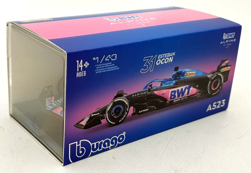 Burago 1/43 Scale 18-38073 - F1 BWT Alpine A523 2023 #31 E.Ocon
