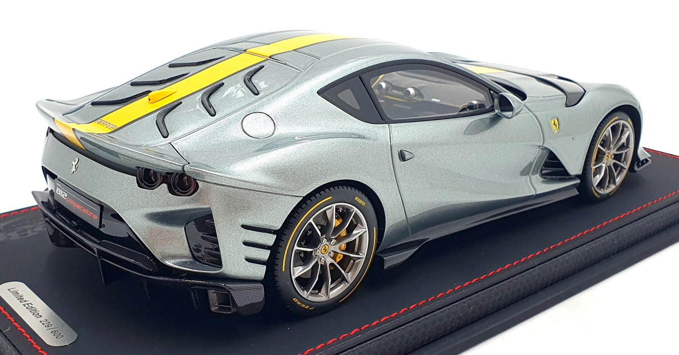 BBR 1/18 Scale P18207A - Ferrari 812 Competizione 2021 - Grigio Coburn/Yellow