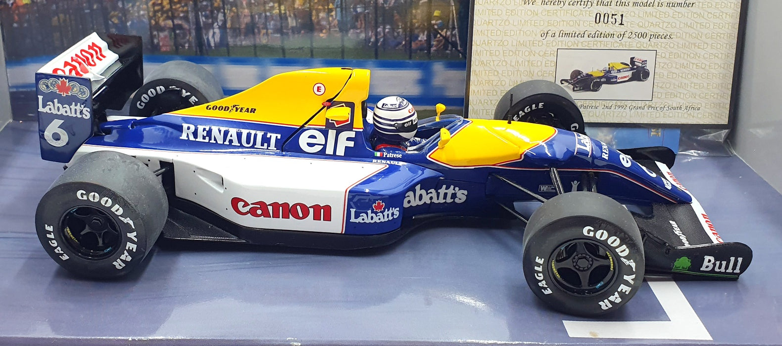 Quartzo 1/18 Scale 18321 - Williams FW14B #6 Grand Prix of South Africa 1992